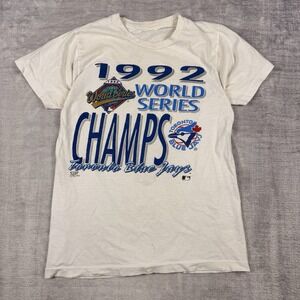 Vtg Toronto Blue Jays Shirt Mens Small White 1992 World Series Champs MLB